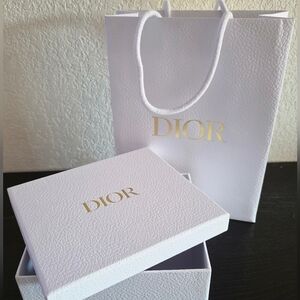 Dior White and Gold Textured Gift Set/ Shopper Bag and Box